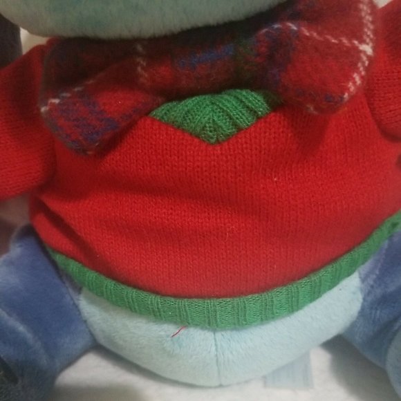 Disney Store Stitch Plaid Bow Tie Red Sweater Stuffed Plush Animal Holiday - Picture 3 of 9